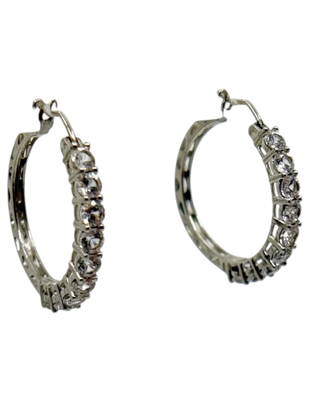 JWBR sterling silver white sapphire hoop earrings - GM553